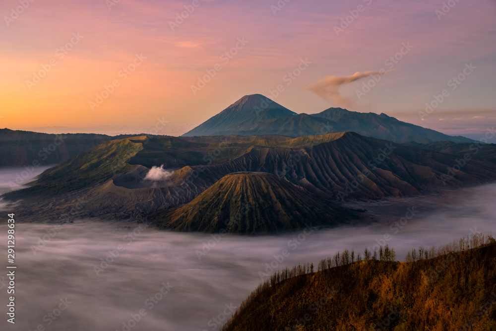 Volcanoes of Bromo mount National Park an active volcano and one of the most visited tourist attractions in East Java Indonesia. Volcanoes of Bromo mount National Park an active volcano and one of the most visited tourist attractions in East Java Indonesia.