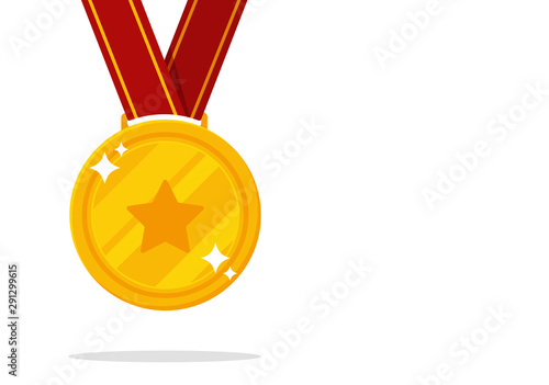 Winner's medal vector. Gold medal symbol of victory in sports events.