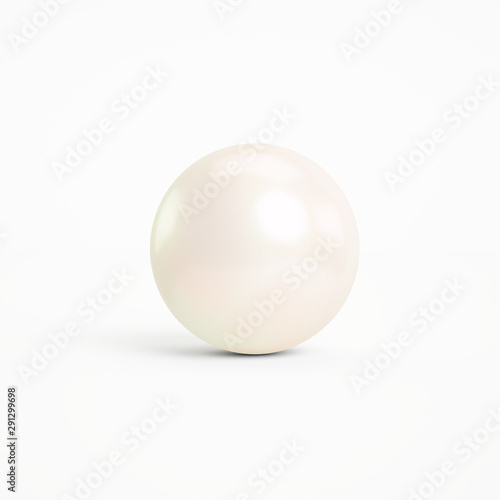 Pearl on a gray background, white pearl gemstone, 3D jewelry. Render illustration