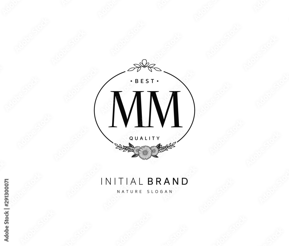 Initial MM beauty monogram and elegant logo design, handwriting logo of  initial signature, wedding, fashion, floral and botanical with creative  template Stock Vector