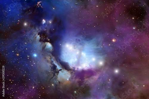 Futuristic cosmos universe landscape Glowing nebula and stars © PaulPaladin
