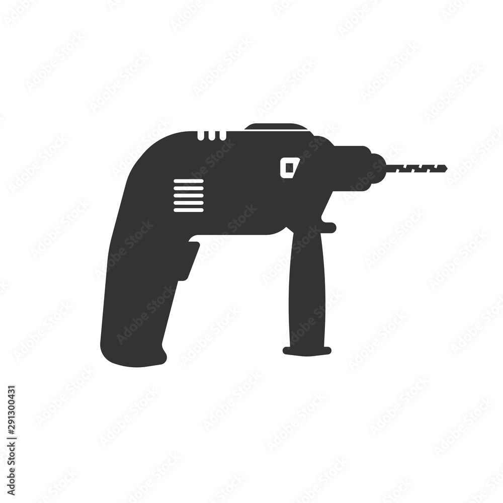 Drill icon black flat style design. Vector graphic illustration. Drill icon black flat style design. Vector graphic illustration.
