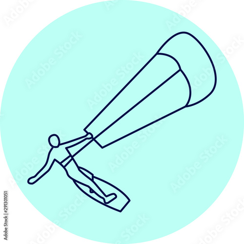 Kitesurfing icon. Outline illustration of kitesurfing vector icon for web