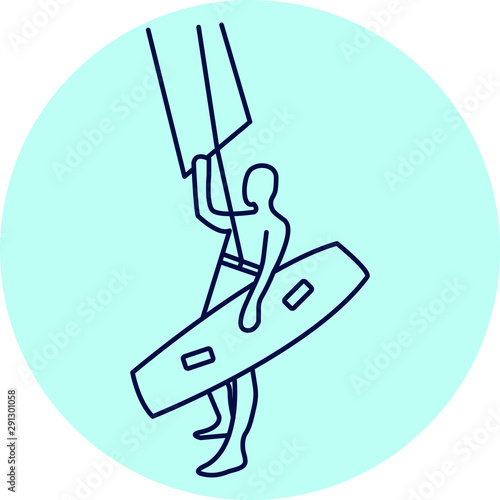 Kitesurfing icon. Outline illustration of kitesurfing vector icon for web