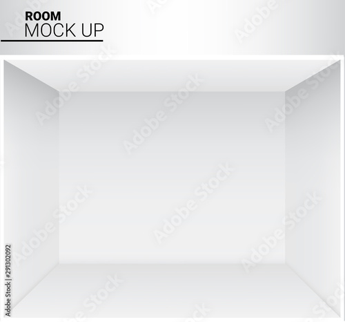 3D Mock up Realistic White Empty Room for Shop, store Exhibition Background Illustration