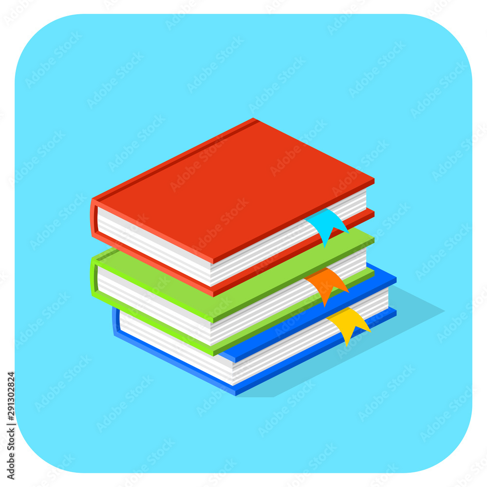 Isometric Flat Book Icon Pile PC Vector Isometric Flat Book Icon Pile PC Vector