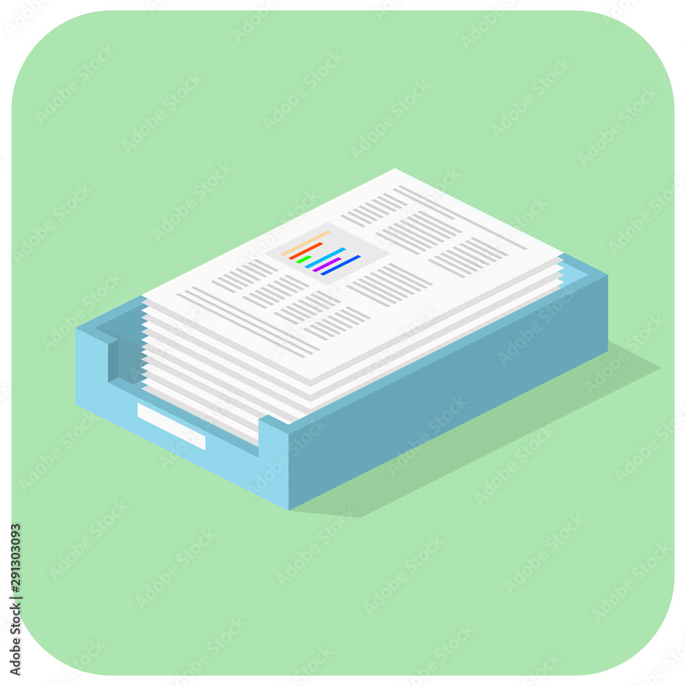 Isometric Flat Icon In And Out Trays Paperwork Documentation Pile Vector Isometric Flat Icon In And Out Trays Paperwork Documentation Pile Vector