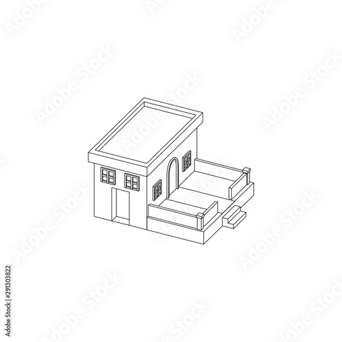 Wallpaper Mural Simple Isometric building representing house, cafe, store, classic building isolated line art Torontodigital.ca
