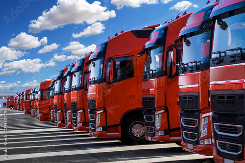 german trucks in formation parking at company loft
