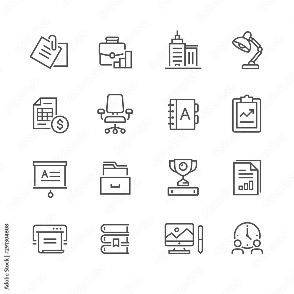 Fototapeta premium Business Office vector Icon Set