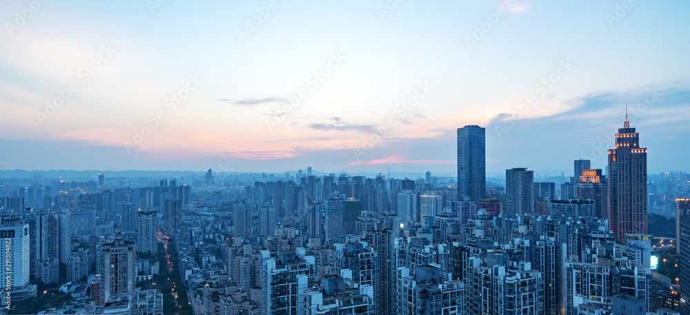 At night, a beautiful panoramic view of the city in Chongqing, China