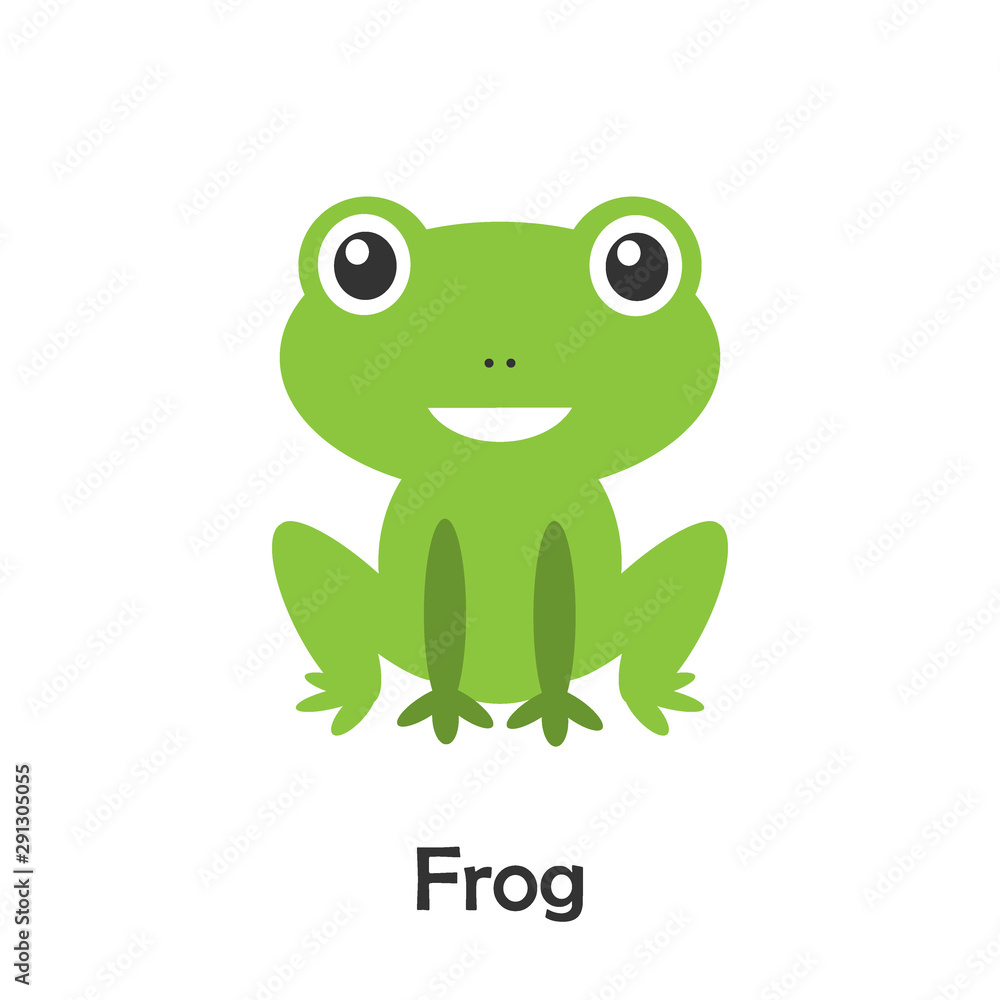 Frog in cartoon style, pond card for kid, preschool activity for children, vector illustration Frog in cartoon style, pond card for kid, preschool activity for children, vector illustration