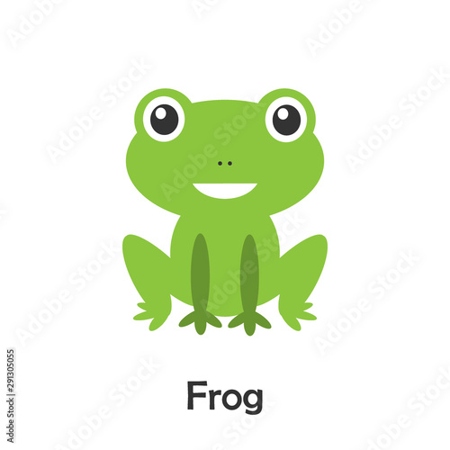 Frog in cartoon style  pond card for kid  preschool activity for children  vector illustration