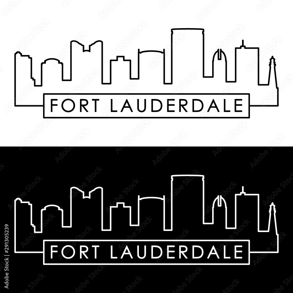 Fort Lauderdale skyline. Linear style. Editable vector file.