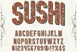 abc font handcrafted typeface vector vintage named vintage sushi