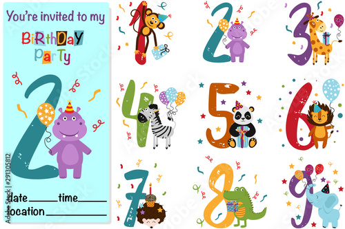 set of isolated numbers with anniversaries - vector illustration, eps