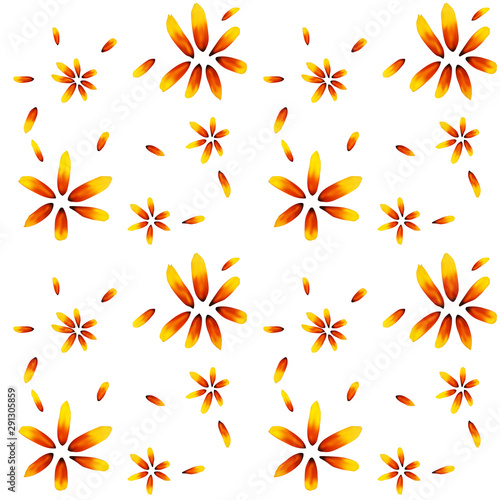 Colorful yellow echinacea on white background. Seamless pattern. Vector illus...