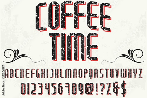 Classic vintage decorative font label design named vintage coffee time