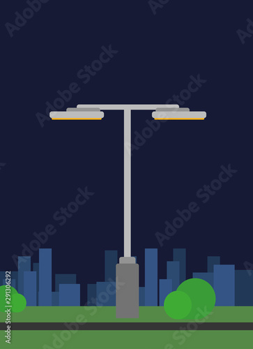 Simple eco street light. Industrial illustration. Object.