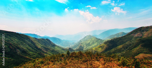 Beautiful green hills and landscape of Meghalaya, East Khasi Hills, India