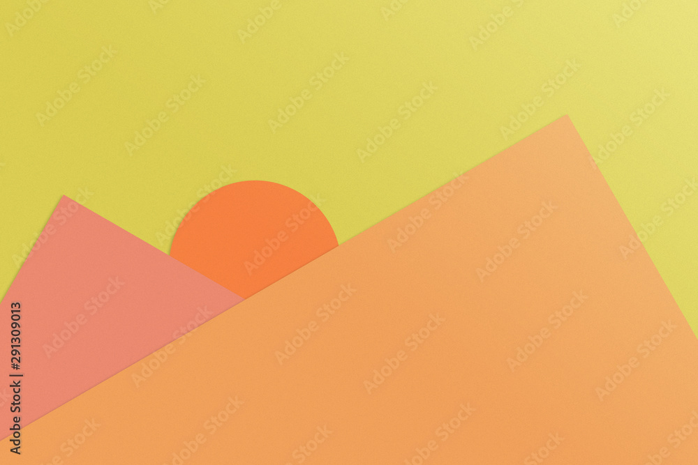 Fototapeta abstract pastel colourful minimalism for background. Concept Mountain on the sun.
