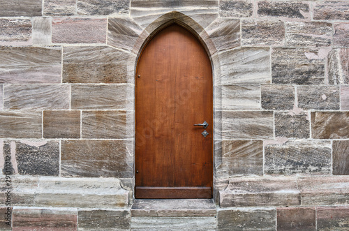 Closed Wooden Door Of Old Building