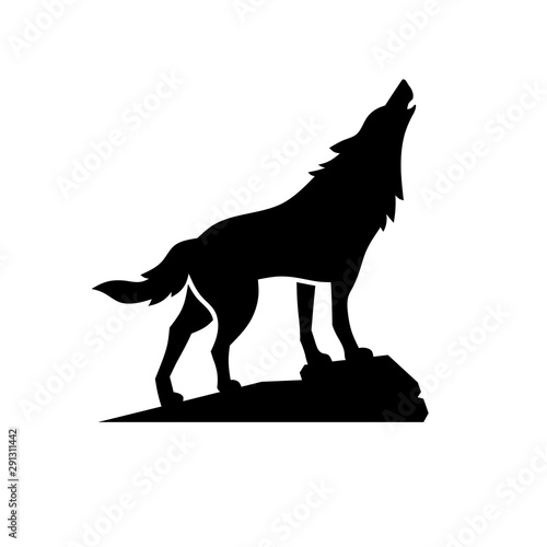 Simple flat Wolf silhouette Design Vector Illustration. Wolf Logo Template style