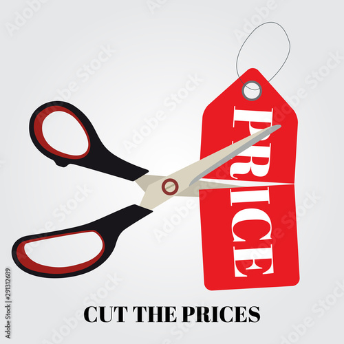 Cut prices Sale and discounts design. Vector Illustration