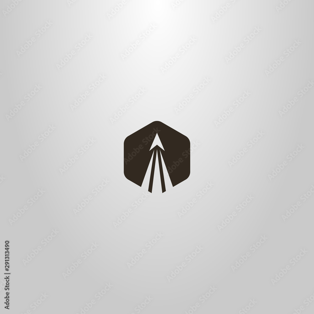 black and white simple flat art abstract vector hexagonal sign of a take-off rocket black and white simple flat art abstract vector hexagonal sign of a take-off rocket
