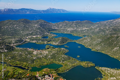 Aerial view of Bacinska jezera near Adriatic Sea  Croatia