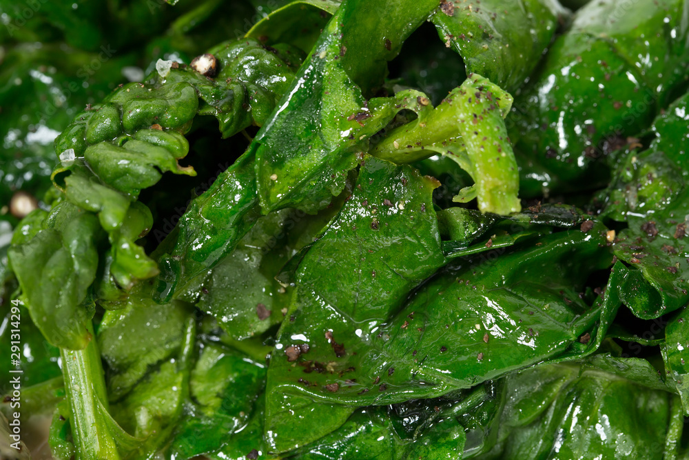 Salted spinach as a garnish. Salted spinach as a garnish.