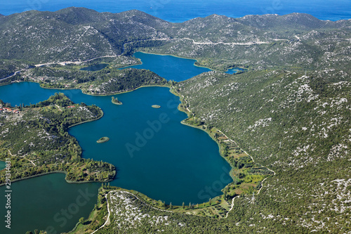 Aerial view of Bacinska jezera near Adriatic Sea, Croatia