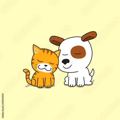 Vector cartoon character cute cat and dog for design.