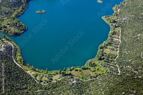 Aerial view of Bacinska jezera near Adriatic Sea, Croatia photo