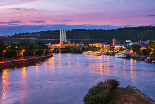 Photography Sunset in the city with castle and river and bridges in Germany