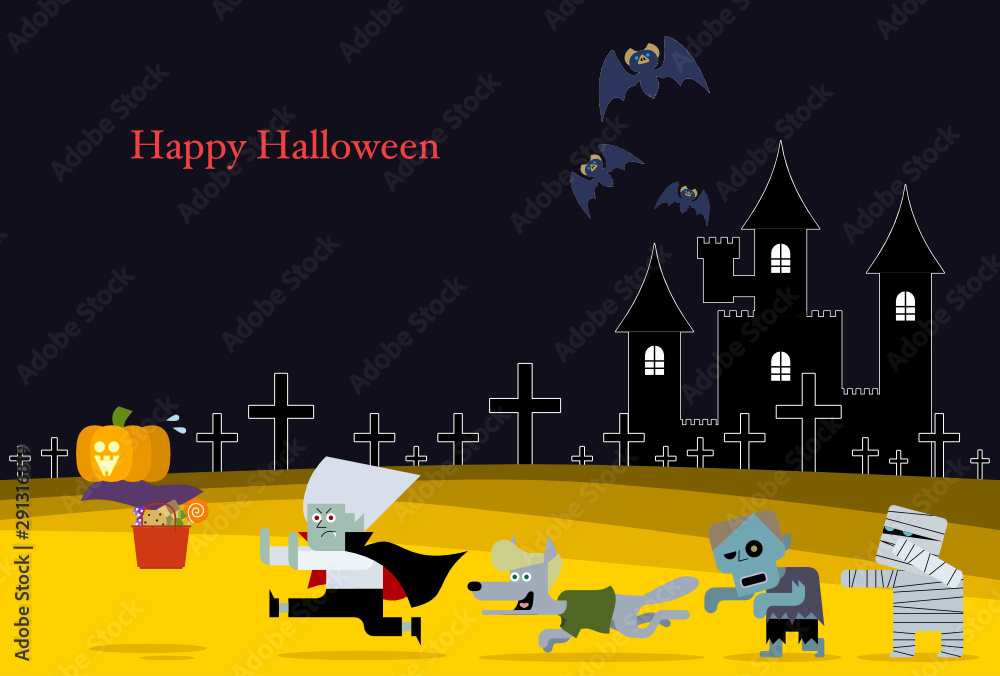 ハロウィンのキャラクターをモチーフにしたグリーティングカードにも使えるデザインのベクターイラスト04 Vector De Stock Adobe Stock ハロウィンのキャラクターをモチーフにしたグリーティングカードにも使えるデザインのベクターイラスト04 Vector De Stock Adobe Stock