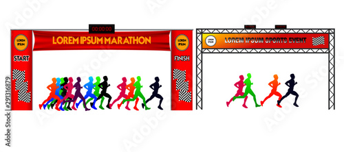 set of marathon start finish line. easy to modify -