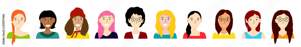Women icons set vector background Women icons set vector background