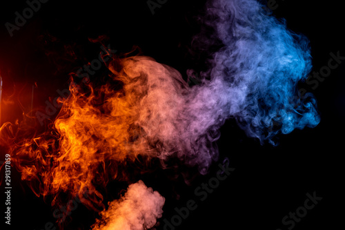 fire and ice smoke overlay on black background