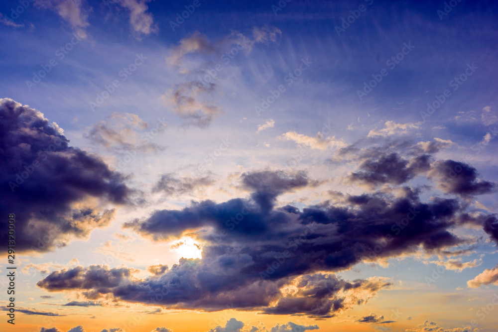 Fototapeta premium Colorful dramatic sky and sunrise. Natural landscape