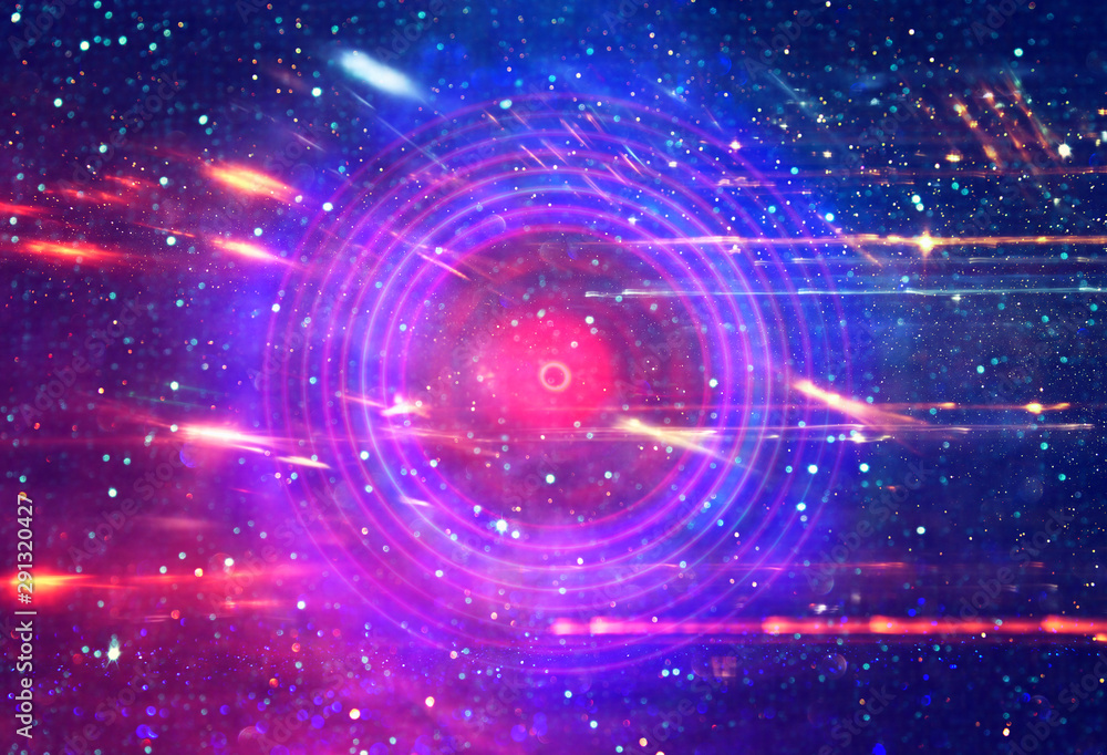 Abstract lens flare.concept image of space or time travel background over dark colors and bright lights Abstract lens flare.concept image of space or time travel background over dark colors and bright lights