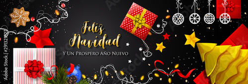 Spanish Christmas (Feliz Navidad) and Happy New Year greeting card