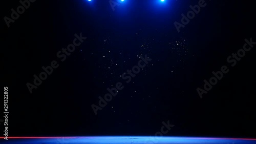 empty theater stage, spotlight, stars background photo