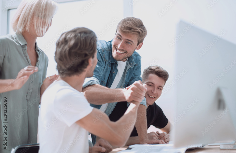 project Manager discussing with a team of business documents. project Manager discussing with a team of business documents.
