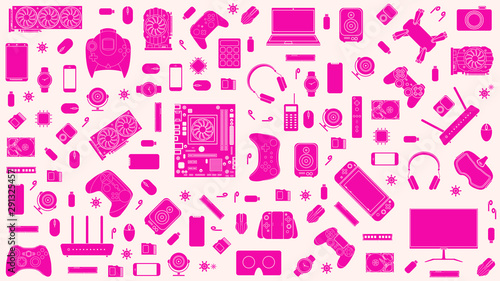 Gadgets and devices vector pattern