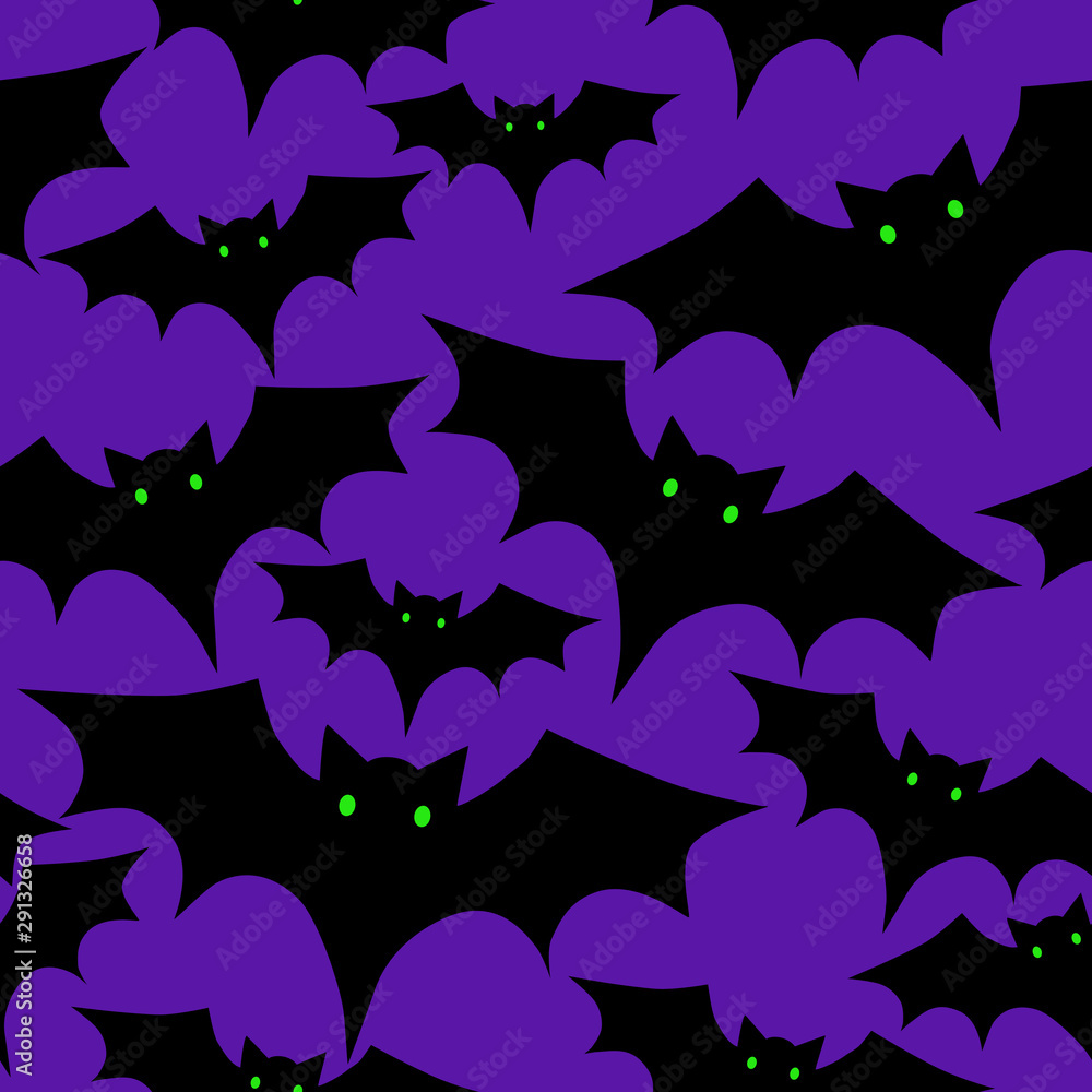 Halloween Seamless Background with Bats 