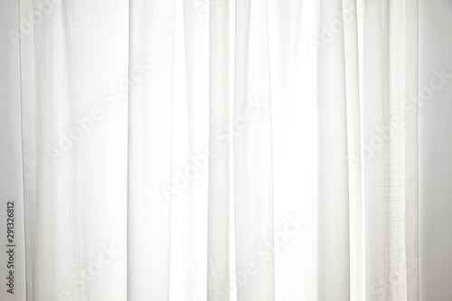 White curtains with sunlight background, interior design and decoration for light