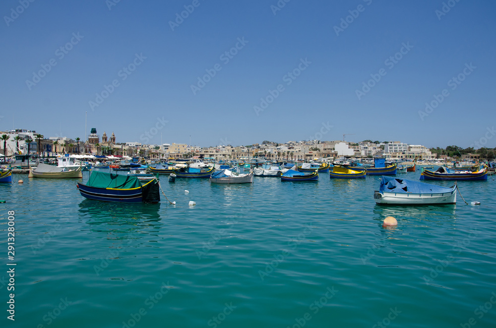 Harbor of Marsaxlokk, a traditional fishing village located in the south-eastern part of Malta.