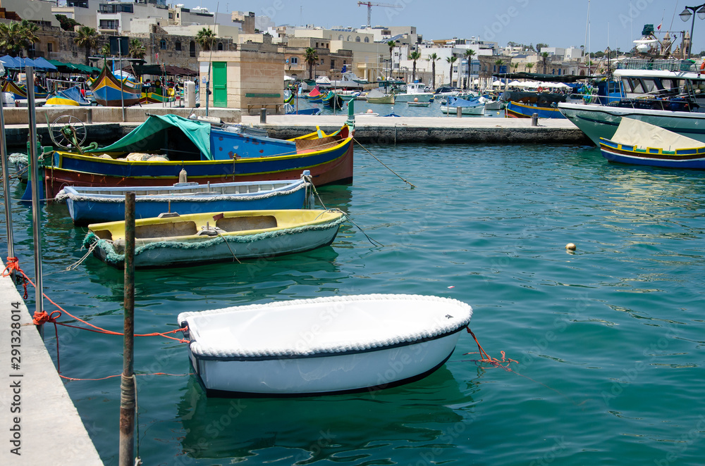 Harbor of Marsaxlokk. Marsaxlokk is a traditional fishing village in the South Eastern Region of Malta.