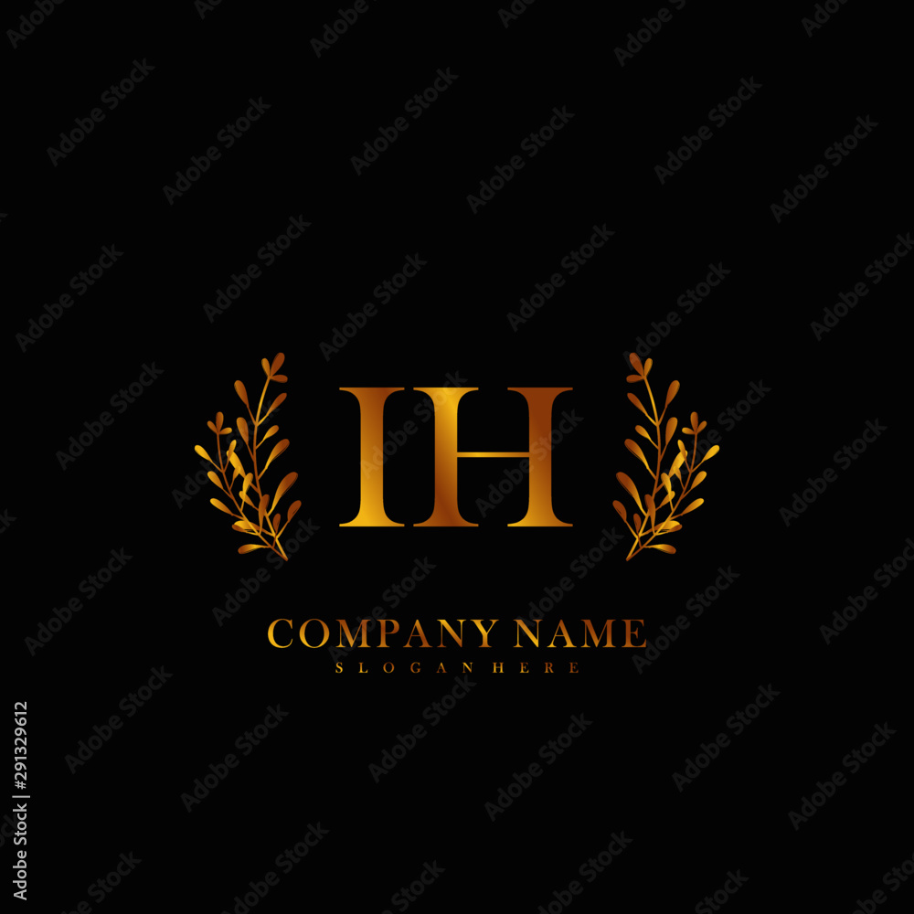 Initial letter IH beauty vector handwriting concept logo Stock Vector ...